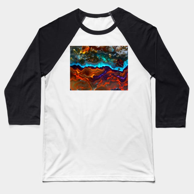 Gemstone Agate Jasper texture 2 Baseball T-Shirt by redwitchart